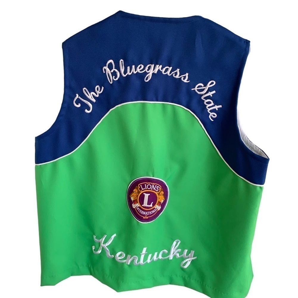 Vintage Lions Club Vest Jacket Kentucky The Bluegrass State Loters Made In Usa